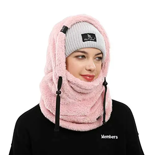 Shy Velvet Balaclava Shamolga chidamli Qishki Yuz Maskasi, Erkaklar va Ayollar uchun Fleece Ski Maskasi, Issiq Yuz Qopqog'i Shlyapa Sharf - 4