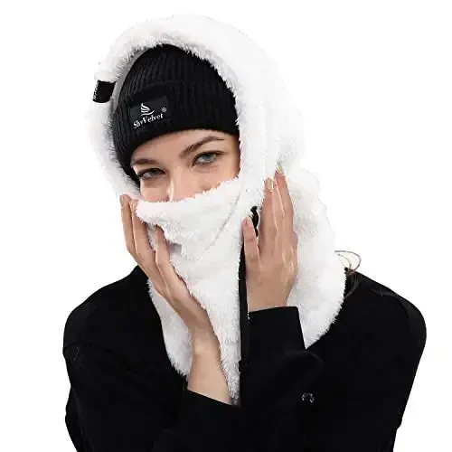 Shy Velvet Balaclava Shamolga chidamli Qishki Yuz Maskasi, Erkaklar va Ayollar uchun Fleece Ski Maskasi, Issiq Yuzni Qoplagan Shlyapa Shapka Sharf - 4