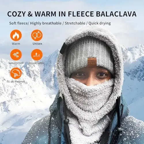 Shy Velvet Balaclava Shamolga chidamli Qishki Yuz Maskasi, Erkaklar va Ayollar uchun Fleece Ski Maskasi, Issiq Yuzni Qoplaydigan Shlyapa Shapka Sharf - 3