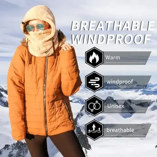 Shy Velvet Balaclava Shamolga chidamli qishki yuz niqobi, erkaklar va ayollar uchun flyusli chang'i niqobi, issiq yuzni yopuvchi shlyapa sharfi - 5