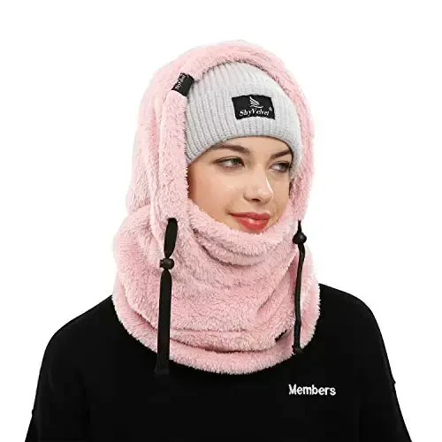 Shy Velvet Balaclava Wind-Resistant Winter Face Mask,Fleece Ski Mask for Men and Women,Warm Face Cover Hat Cap Scarf - 4