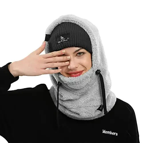 Shy Velvet Balaclava Wind-Resistant Winter Face Mask,Fleece Ski Mask for Men and Women,Warm Face Cover Hat Cap Scarf - 4