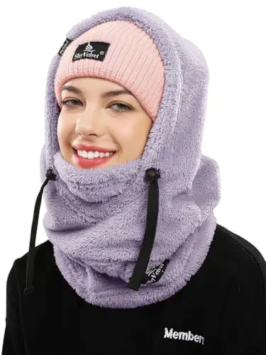 Shy Velvet Wind-Resistant Sherpa Hood Fleece Balaclava Winter Ski Mask | Sherpa Hood Balaclava, Wind Resistant Winter Fleece Ski Mask for Men and Women, Fit for Helmets,Comfy and Breathable | Sherpa Hood Balaclava, Wind Resistant Winter Fleece Ski Ma - 1