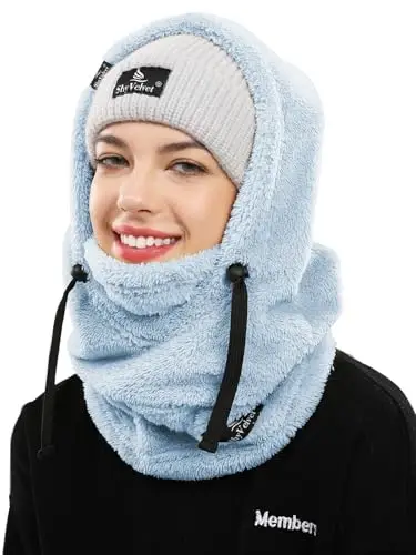 Shy Velvet Wind-Resistant Sherpa Hood Fleece Balaclava Winter Ski Mask | Sherpa Hood Balaclava, Wind Resistant Winter Fleece Ski Mask for Men and Women, Fit for Helmets,Comfy and Breathable - 1