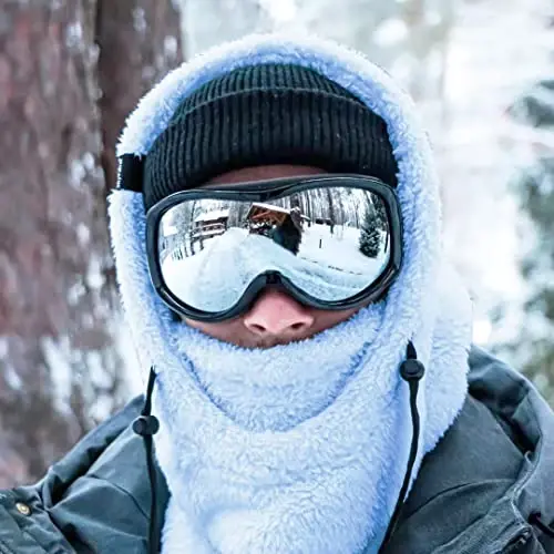 Shy Velvet Wind-Resistant Sherpa Hood Fleece Balaclava Winter Ski Mask | Sherpa Hood Balaclava, Wind Resistant Winter Fleece Ski Mask for Men and Women, Fit for Helmets,Comfy and Breathable - 4