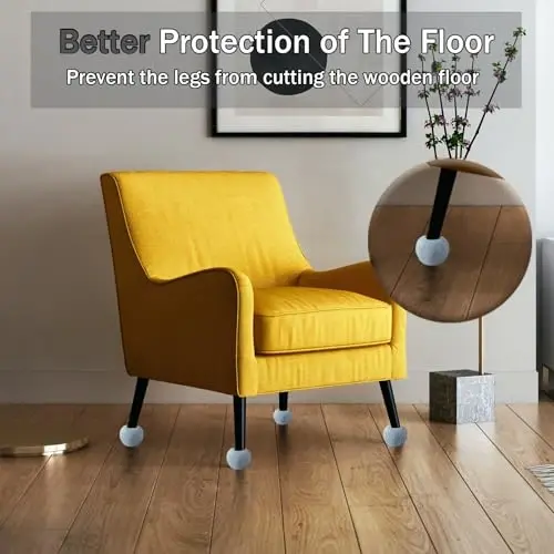 SHYUJAJIE 4 PCS Precut Walker Tennis Balls for Furniture Legs and Floor Protection, Heavy Duty Long Lasting Felt Pad Glide Coverings for Chair - 5