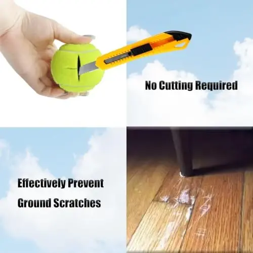 SHYUJAJIE 4 Pcs Precut Walker Tennis Balls for Walkers & Furniture Legs | Heavy Duty Long Lasting Felt Walkers Pads for Chair,Universal Fit Walker Glides for Seniors,Floor Protection,Yellow - 4