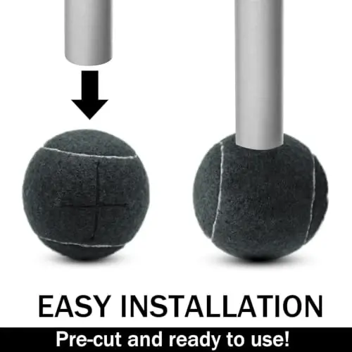SHYUJAJIE 40 Pcs Precut Walker Tennis Balls for Walkers & Furniture Legs | Heavy Duty Long Lasting Felt Walkers Pads for Chair,Universal Fit Walker Glides for Seniors,Floor Protection,Black - 3