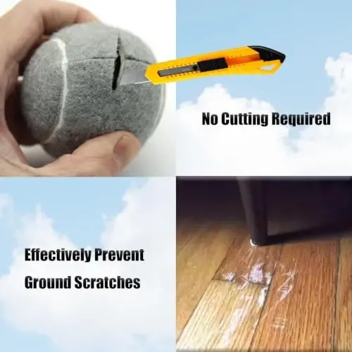 SHYUJAJIE 40 шт. Нарезанные теннисные мячи для ходунков и ножек мебели | Прочные долговечные накладки для стульев, Универсальные насадки для ходунков, Защита пола, Серый - 4