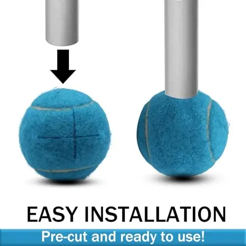 SHYUJAJIE 8 PCS Precut Walker Tennis Balls for Furniture Legs and Floor Protection, Heavy Duty Long Lasting Felt Pad Glide Coverings for Chair (Light Blue) - 3