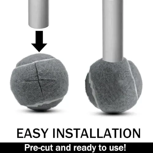 SHYUJAJIE 8 PCS Precut Walker Tennis Balls for Furniture Legs and Floor Protection, Heavy Duty Long Lasting Felt Pad Glide Coverings for Chair (Grey) - 3