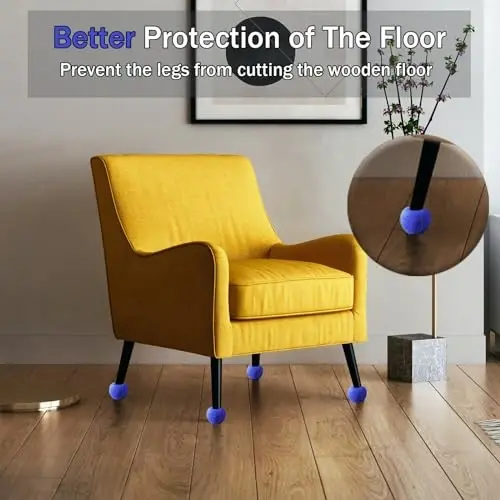 SHYUJAJIE 8 PCS Precut Walker Tennis Balls for Furniture Legs and Floor Protection, Heavy Duty Long Lasting Felt Pad Glide Coverings for Chair (Dark Blue) - 4