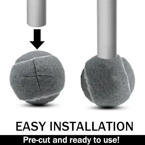 SHYUJAJIE 8 PCS Precut Walker Tennis Balls for Furniture Legs and Floor Protection, Heavy Duty Long Lasting Felt Pad Glide Coverings for Chair (Grey) - 3