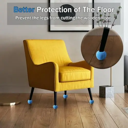 SHYUJAJIE 8 PCS Precut Walker Tennis Balls for Furniture Legs and Floor Protection, Heavy Duty Long Lasting Felt Pad Glide Coverings for Chair (Light Blue) - 4