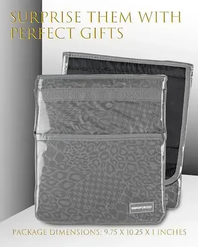 SIBOFUEGO Avtomobil axlat qutisi Chiroyli - Axlat va saqlash uchun avtomobil aksessuari, sozlanishi va yig'iladigan avtomobil axlat qutisi, suv o'tkazmaydigan va 100% sizib chiqmaydigan avtomobil axlat qutisi, qopqoqli 2 gallon (Leopard-Print kulrang) - 6