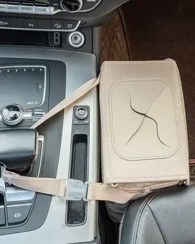 SIBOFUEGO Car Trash Can - Cute Multifunctional Interior Car Accessory for Women, Organizer and Storage with Adjustable Straps, 2 Gallons (Leopard Print Beige) - 4