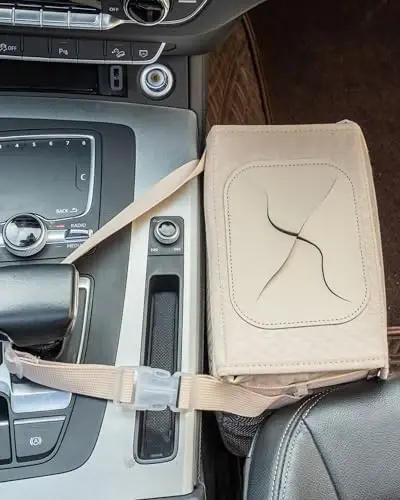 SIBOFUEGO Car Trash Can - Cute Multifunctional Interior Car Accessory for Women, Organizer and Storage with Adjustable Straps, 2 Gallons (Leopard Print Beige) - 4