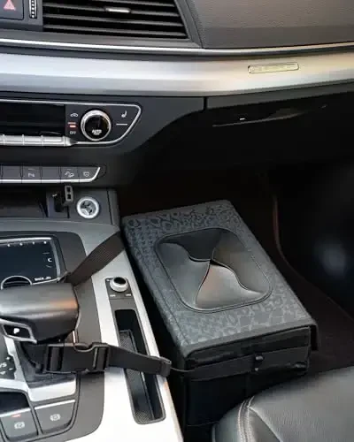 SIBOFUEGO Mustahkam 3 Gallon Avtomobil Axlat Qutisi - Ultra Katta Sig'imli, Sizdirishga chidamli, Suv o'tkazmaydigan Avtomobil Organayzeri va Cho'ntaklar va Sozlanishi Tasmalari bilan Saqlash, Yig'iladigan Ichki Avtomobil Aksessuari (Qora Qoplon) - 4