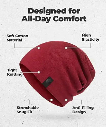 Warm Slouchy Beanie Hat - Deliciously Soft Daily Beanie in Fine Knit - REVONY (1)