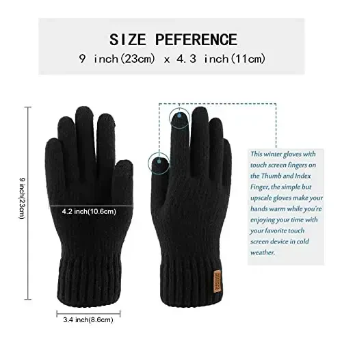 Warm Winter Beanie Hat & Scarf Gloves Set Stylish Knit Skull Cap for Men Women (One Size, 06 Blue) - 4