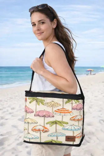 Sıcak Ve Soğuk Tutan Askılı Yalıtımlı Termal Çanta Soğutucu Piknik Çantası -1 Adet Buz Aküsü Hediye-DESEN 1 - 4