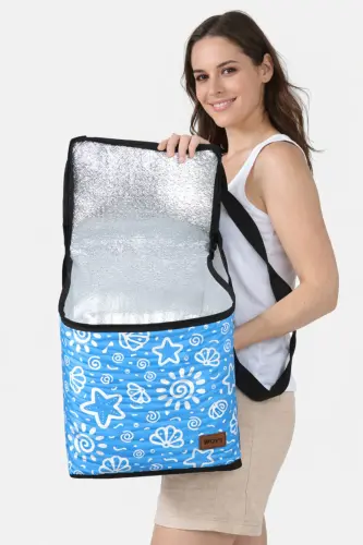 Sıcak Ve Soğuk Tutan Askılı Yalıtımlı Termal Çanta Soğutucu Piknik Çantası -1 Adet Buz Aküsü Hediye-DESEN 2 - WOYS (1)