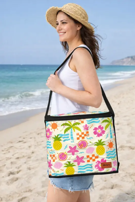 Sıcak Ve Soğuk Tutan Askılı Yalıtımlı Termal Çanta Soğutucu Piknik Çantası -1 Adet Buz Aküsü Hediye-DESEN 3 - 4