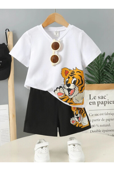 Side Bear New Printed Shorts Top & Bottom Set 4-13 Years - GENEL MARKALAR (1)