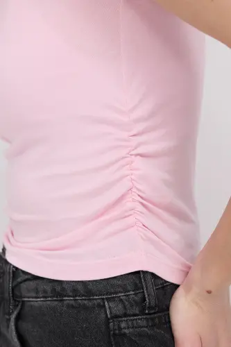 Side Gathered T-shirt B3939-j5-Pink - 6