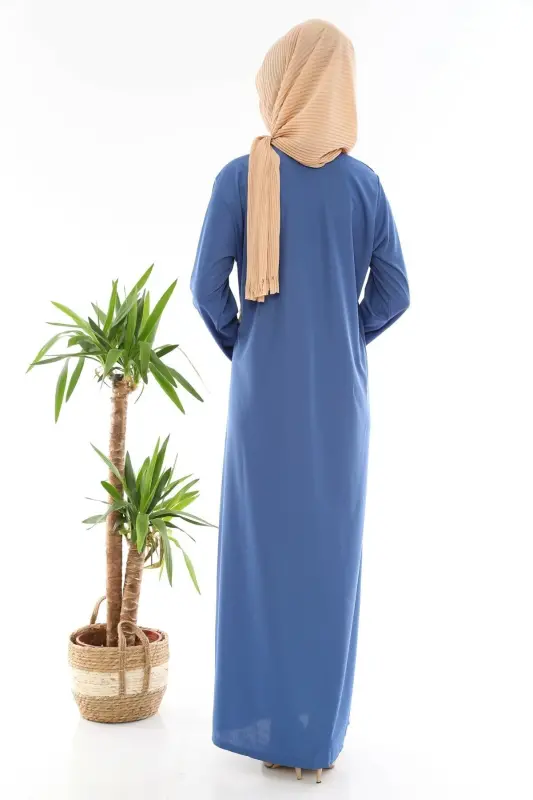 Side Tie Prayer Dress Indigo Blue-INDIGO BLUE - MEDIPEK