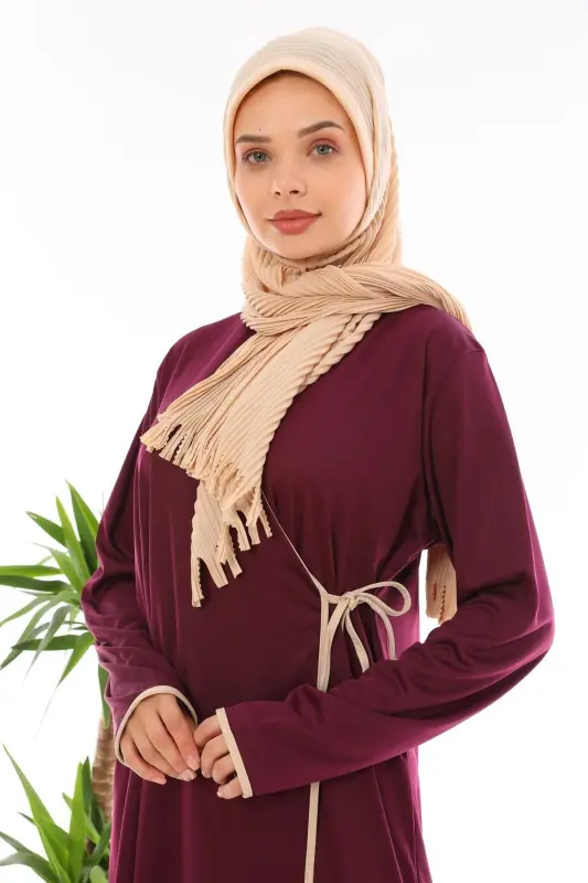Side Tie Prayer Dress Plum-plum - 1