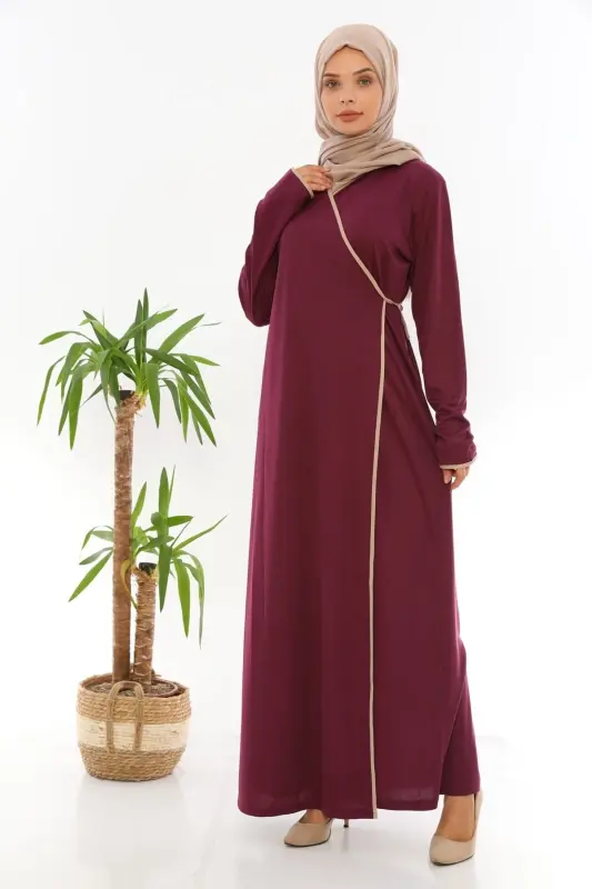 Side Tie Prayer Dress Plum-plum - 2