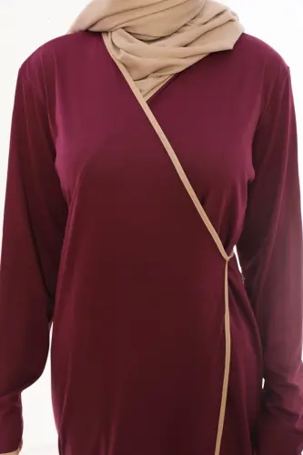 Side Tie Prayer Dress Plum-plum - 3