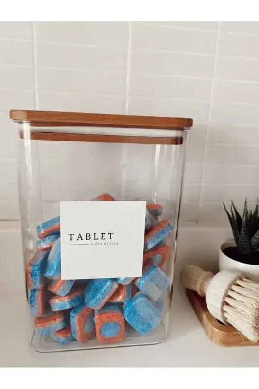 Siderdesign Dekoratif Banyo Düzenleyici Ahşap Kapak Tablet Saklama Kabı 2 Lt - 3