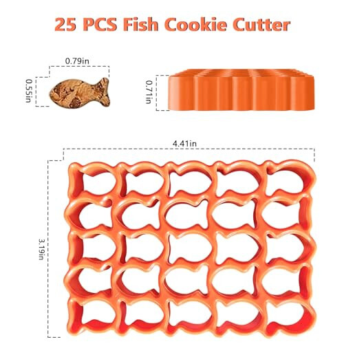 Sidosir 25-Cavity GoldFish Cracker Cookie Cutter, Mini Plastic Fish Biscuit Cutter for Tiny Treats,Fish Shaped Foods, Cookies - 3