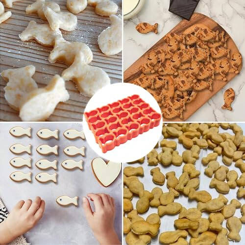 Sidosir 25-Cavity GoldFish Cracker Cookie Cutter, Mini Plastic Fish Biscuit Cutter for Tiny Treats,Fish Shaped Foods, Cookies - 7