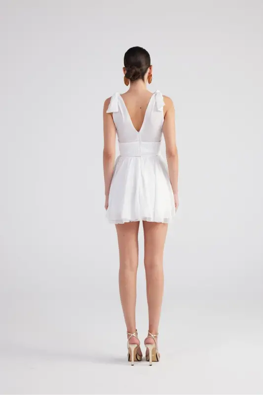 Съемное Платье Fiona Mini White с Глобусом и Корсетом из Шифона - 5
