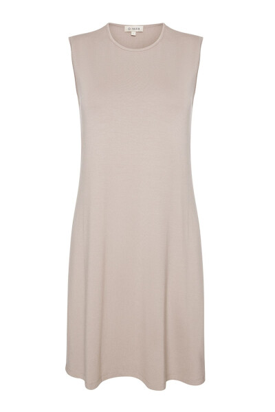 Sıfır Kol Bisiklet Yaka Tunik-Bej - 1