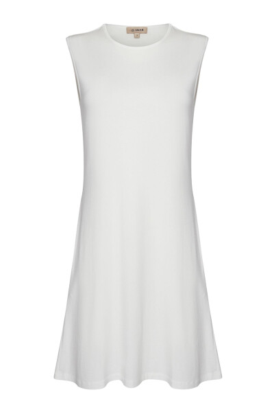 Sıfır Kol Bisiklet Yaka Tunik-Beyaz 