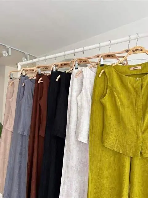 Sıfır Kollu Bluz Batik Desenli Pantolon İkili Takım 10181-08 - 8