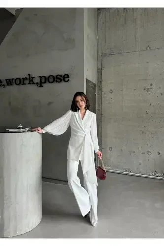 ŞİFON KOLLU İKİLİ TAKIM-BEYAZ - VUNTAL BUTİK (1)