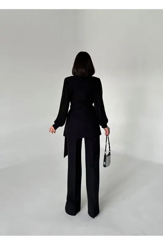 ŞİFON KOLLU İKİLİ TAKIM-SİYAH - 7