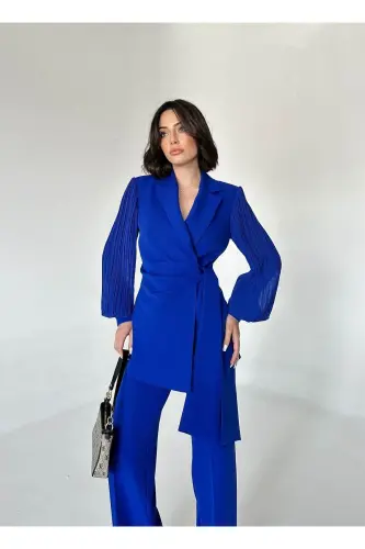 ŞİFON KOLLU İKİLİ TAKIM-saks - 6