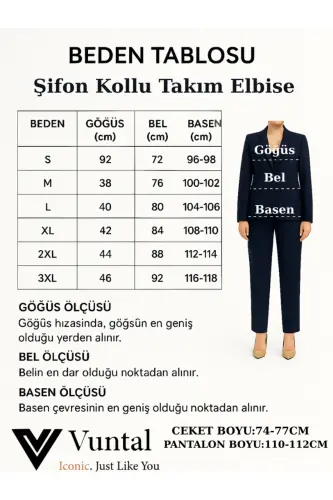 ŞİFON KOLLU İKİLİ TAKIM-saks - 7