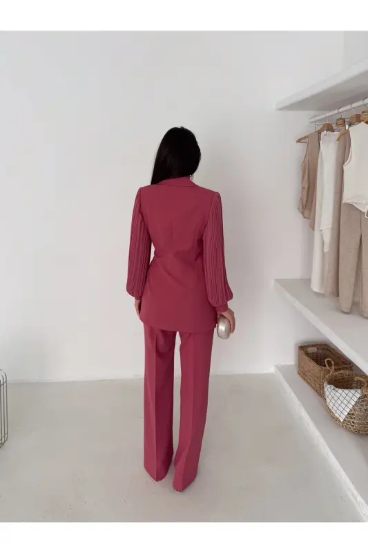 ŞİFON KOLLU İKİLİ TAKIM-Gül Kurusu - 6