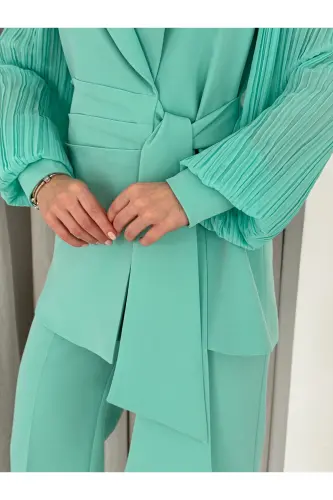 ŞİFON KOLLU İKİLİ TAKIM-Mint Yeşili - 4