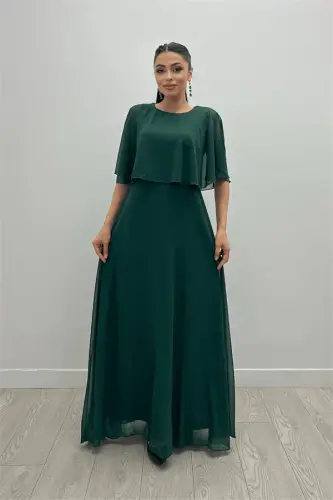 Şifon Kumaş Bolero Detaylı Elbise - ZÜMRÜT YEŞİL - BÜYÜKBEDENIZ (1)