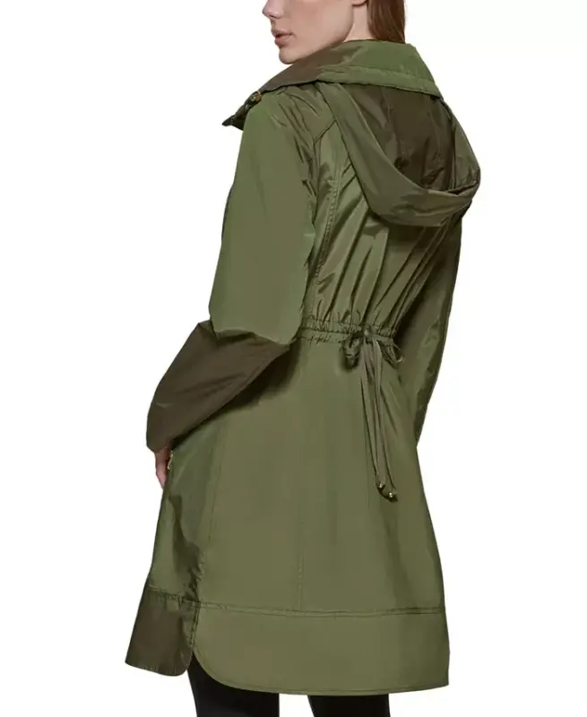 Signature Women's 36” Travel Packable Rain Jacket-Olive - 2