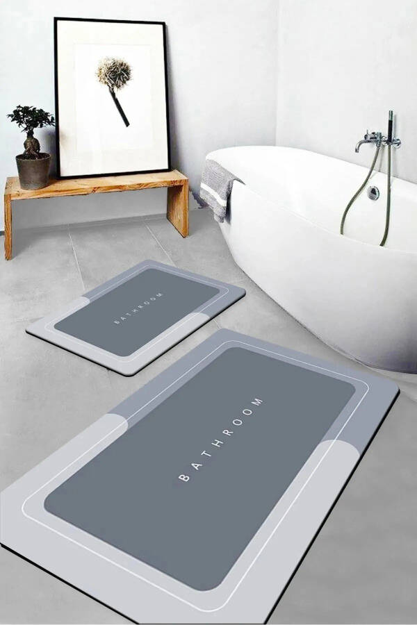 Sihirli Su Emici Banyo Paspası Kaymaz Tabanlı Abdest Paspası Kare 3,5 Mm 40x60 - mavi - 2