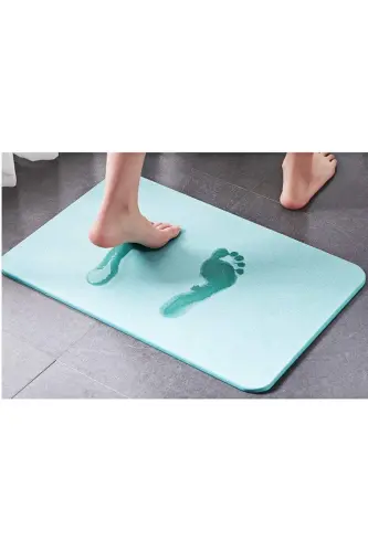 Sihirli Su Emici Gri Renk Banyo Paspası-Mavi - 5